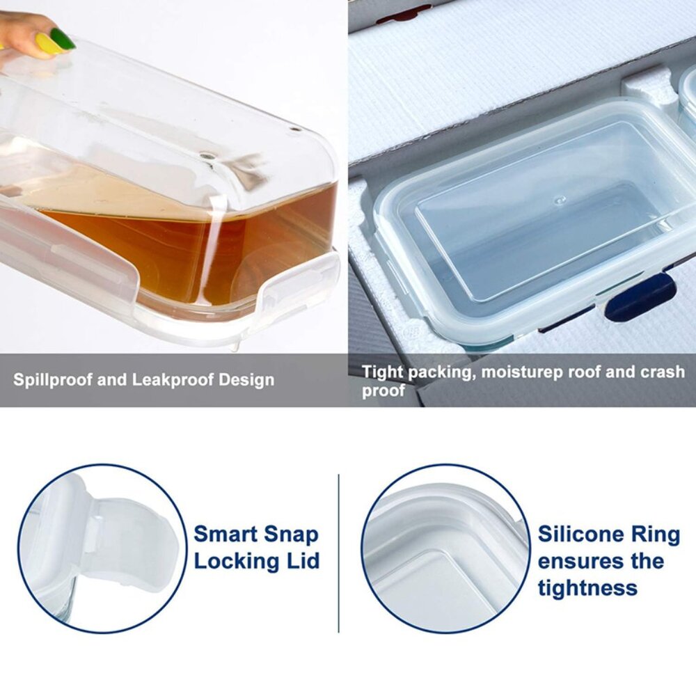 Bayco Set of 6 Meal Prep Glass Containers NEW - Picture 6 of 10